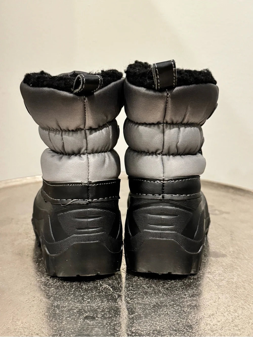 Kids Black & Gray Insulated Rain and Snow Boots